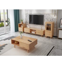 Meuble TV 4 tiroirs en Hévéa 180x40x50 cm