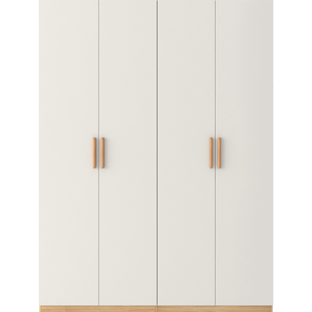 Armoire 4 portes 160x62x210 cm blanc et bois