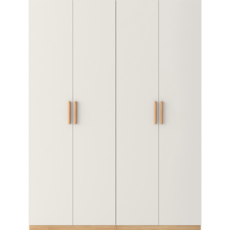Armoire 4 portes 160x62x210 cm blanc et bois