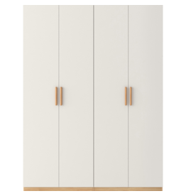 Armoire 4 portes 160x62x210 cm blanc et bois