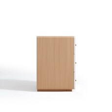 Commode 3 tiroirs blanc et bois