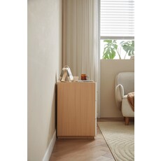 Commode 3 tiroirs blanc et bois