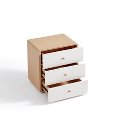 Commode 3 tiroirs blanc et bois