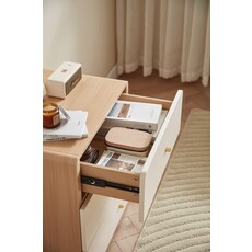 Commode 3 tiroirs blanc et bois