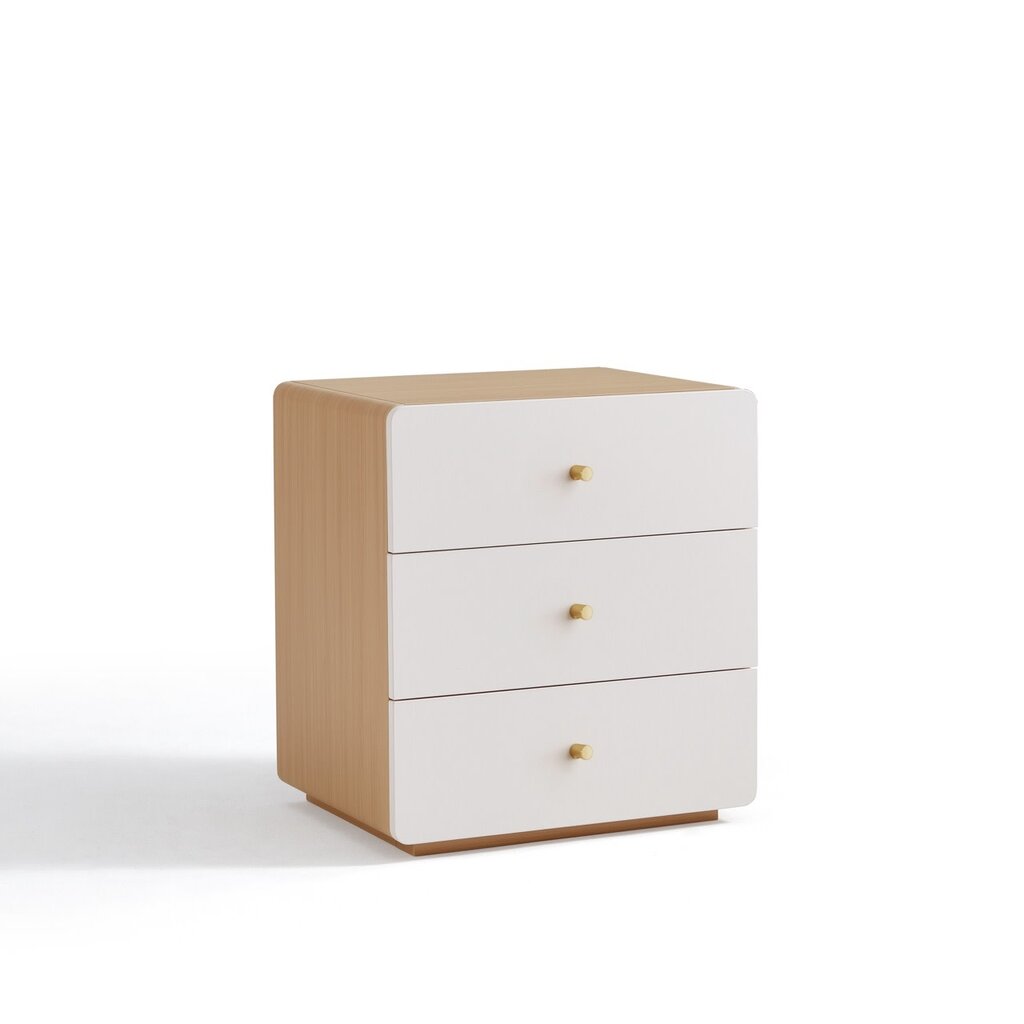 Commode 3 tiroirs blanc et bois
