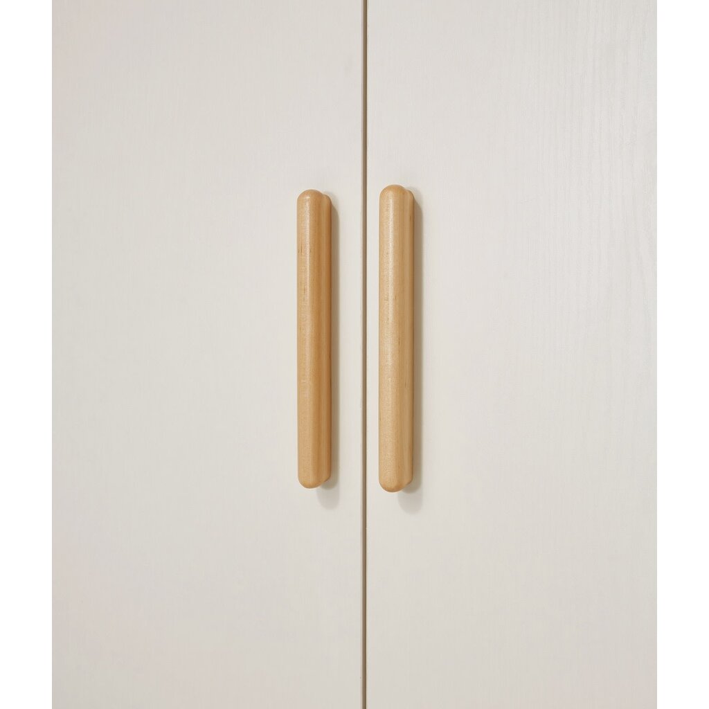 Armoire 4 portes 160x62x210 cm blanc + bois naturel