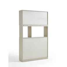 Vaisselier 4 portes 1 tiroir 120x32x200 cm blanc cassé