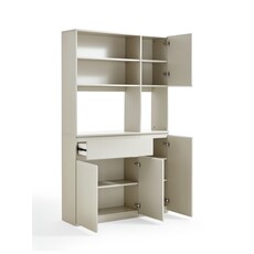 Vaisselier 4 portes 1 tiroir 120x32x200 cm blanc cassé