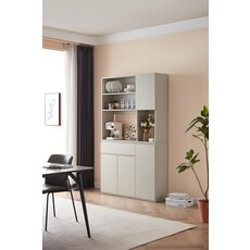 Vaisselier 4 portes 1 tiroir 120x32x200 cm blanc cassé