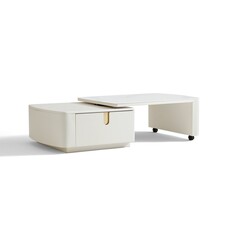 Table basse 2 tiroirs blanche