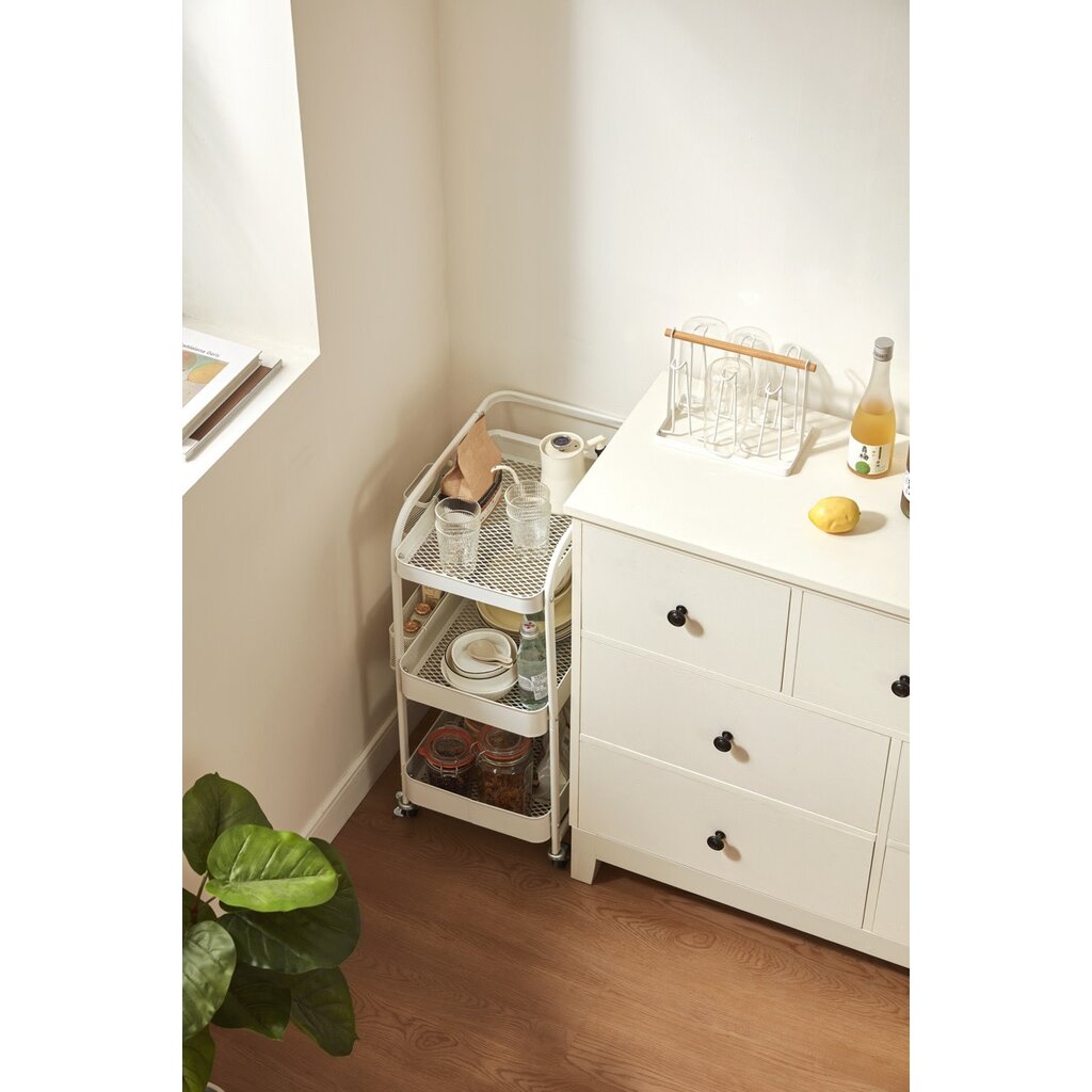 Chariot 3 plateaux 46x37x75 cm Blanc