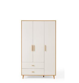Armoire 3 portes 120x62x205 cm bois + blanc
