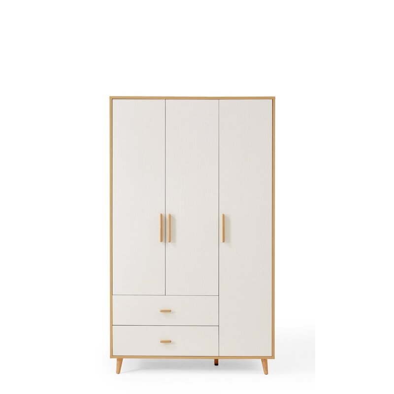 Armoire 3 portes 120x62x205 cm bois + blanc