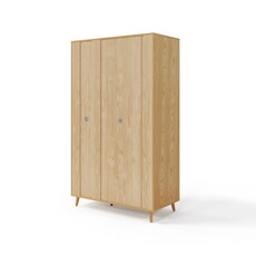 Armoire 3 portes 120x62x205 cm bois + blanc