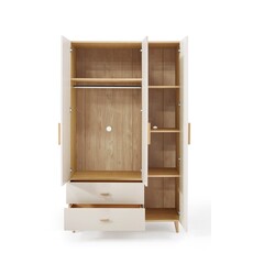 Armoire 3 portes 120x62x205 cm bois + blanc