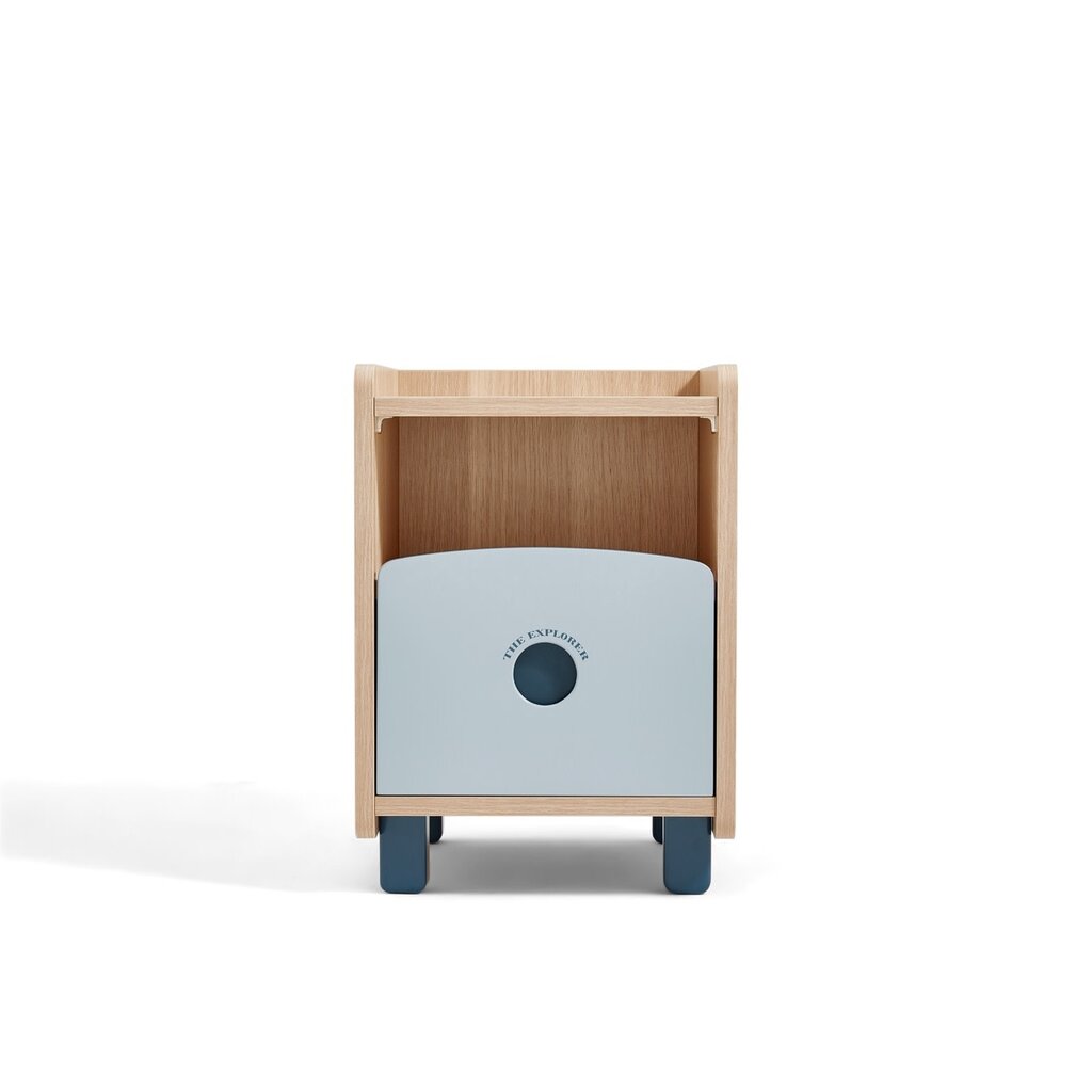 Table de chevet enfant bois et bleu