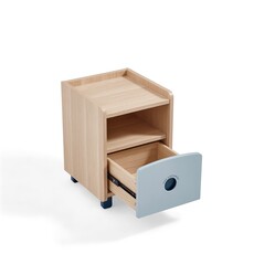 Table de chevet enfant bois et bleu