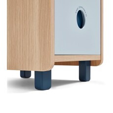 Table de chevet enfant bois et bleu