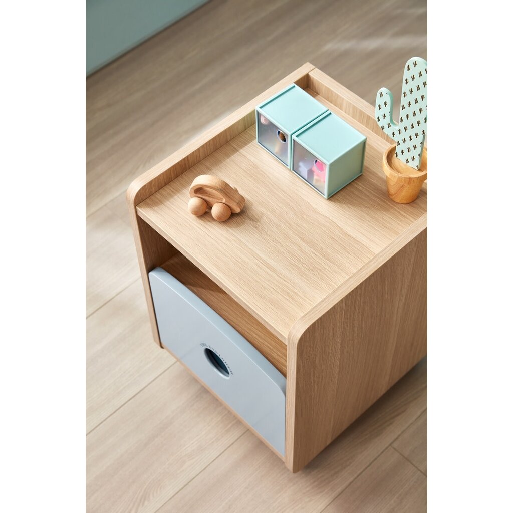 Table de chevet enfant bois et bleu
