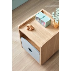 Table de chevet enfant bois et bleu
