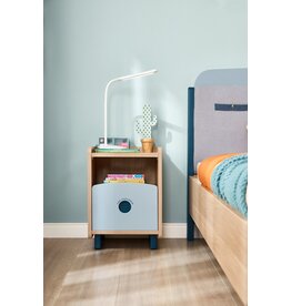 Table de chevet enfant bois et bleu