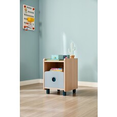 Table de chevet enfant bois et bleu