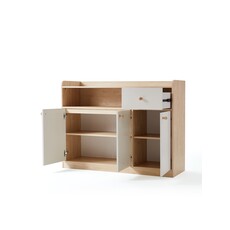 Buffet 3 portes 1 tiroir blanc et bois