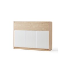 Buffet 3 portes 1 tiroir blanc et bois
