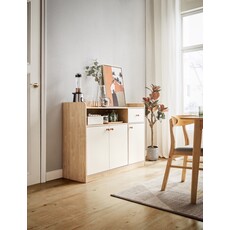 Buffet 3 portes 1 tiroir blanc et bois
