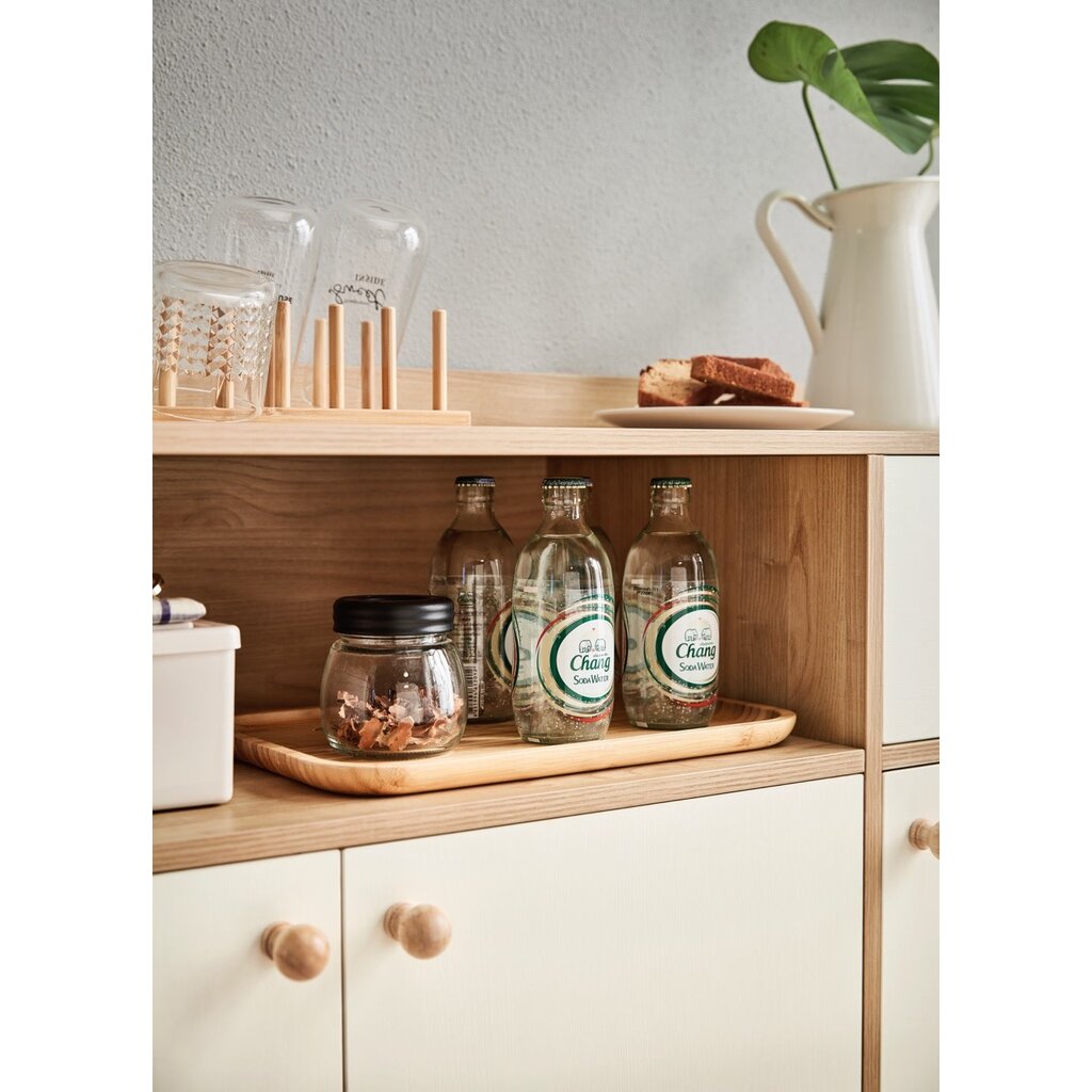 Buffet 3 portes 1 tiroir blanc et bois