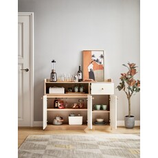 Buffet 3 portes 1 tiroir blanc et bois
