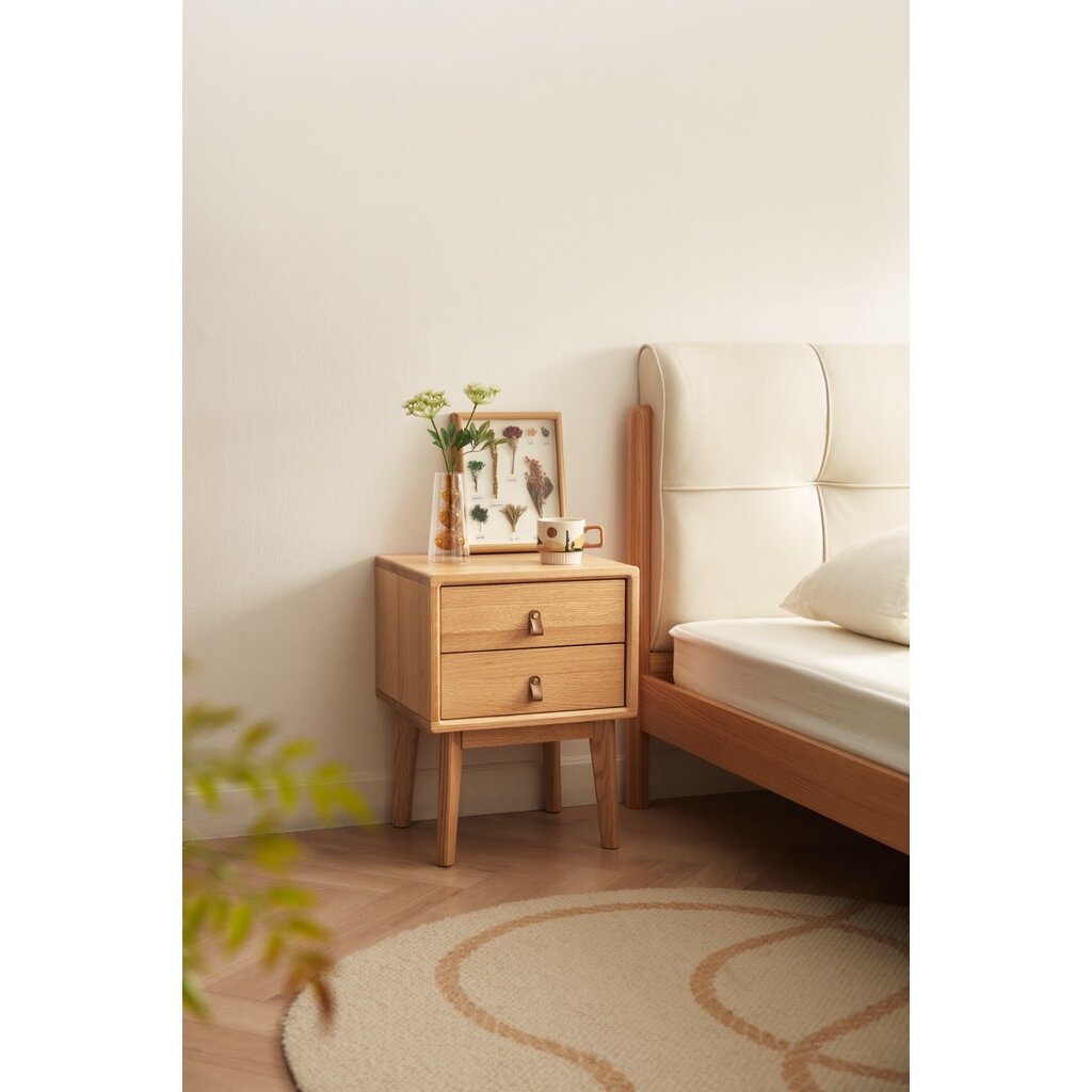 Table de chevet 2 tiroirs en Hévéa