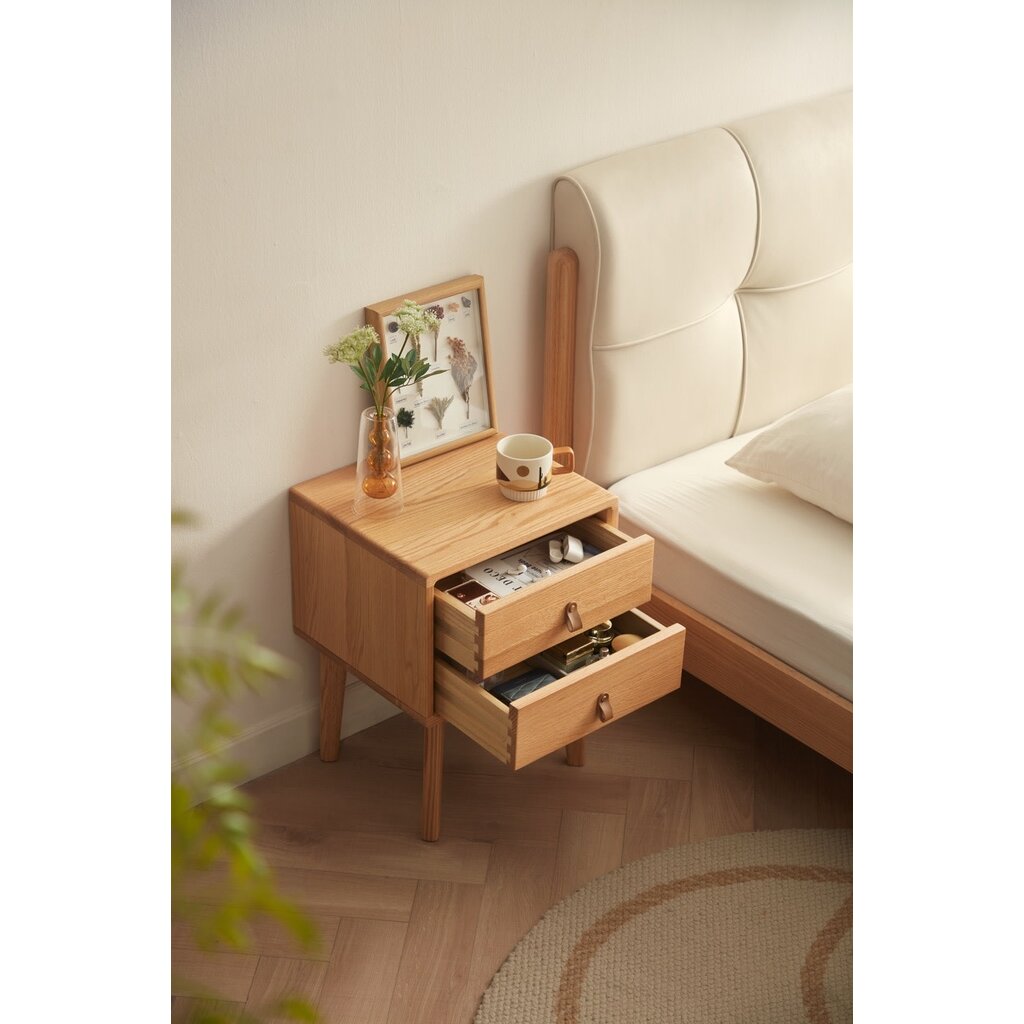 Table de chevet 2 tiroirs en Hévéa