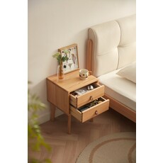 Table de chevet 2 tiroirs en Hévéa
