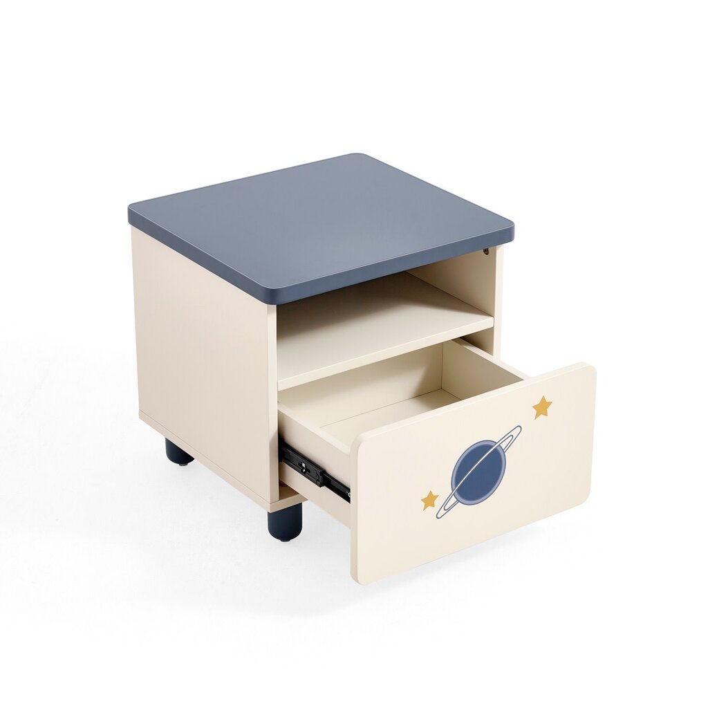 Table de chevet enfant blanc et bleu