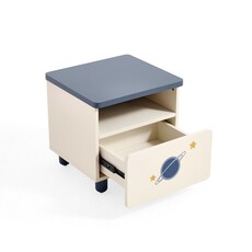 Table de chevet enfant blanc et bleu