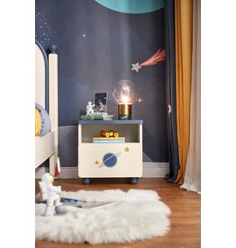 Table de chevet enfant blanc et bleu