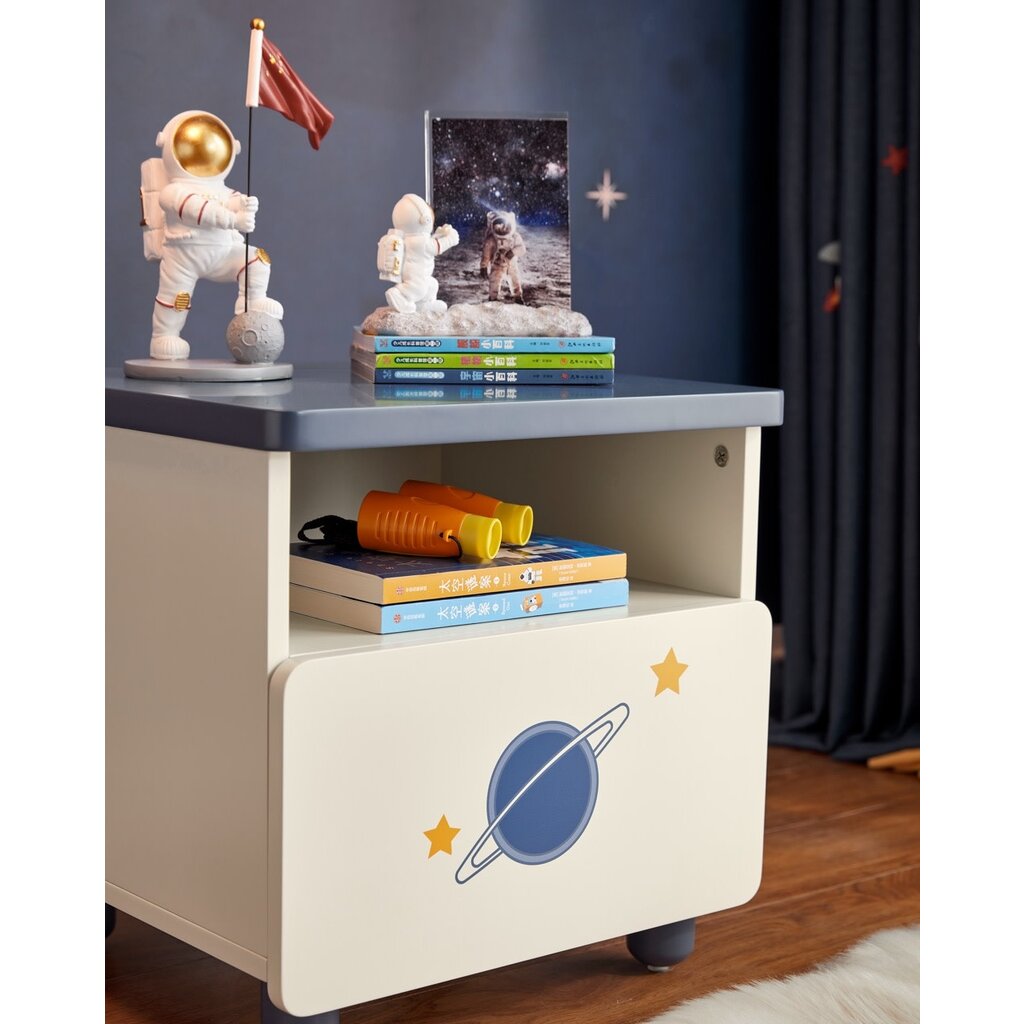 Table de chevet enfant blanc et bleu