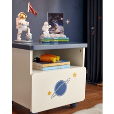 Table de chevet enfant blanc et bleu