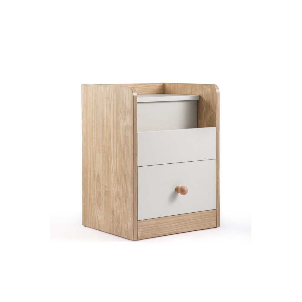 Table de chevet 1 tiroir blanc et bois