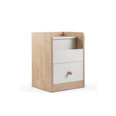 Table de chevet 1 tiroir blanc et bois