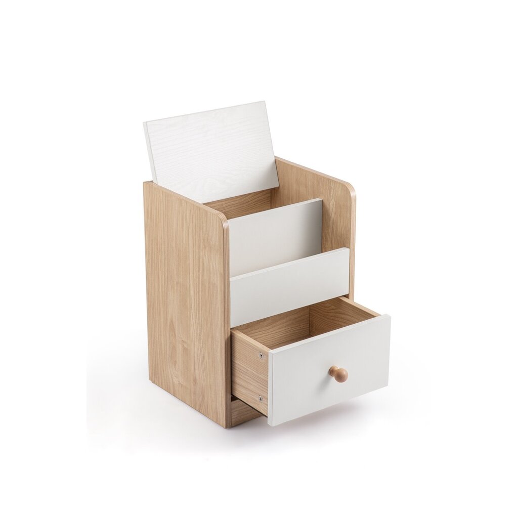 Table de chevet 1 tiroir blanc et bois