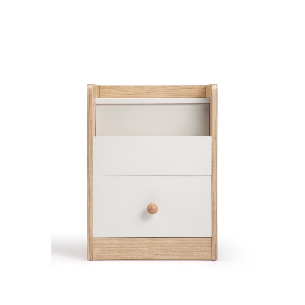 Table de chevet 1 tiroir blanc et bois