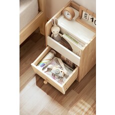 Table de chevet 1 tiroir blanc et bois