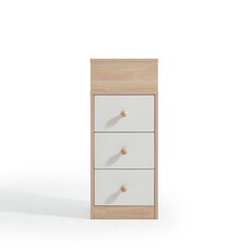 Table de chevet 3 tiroirs blanc et bois