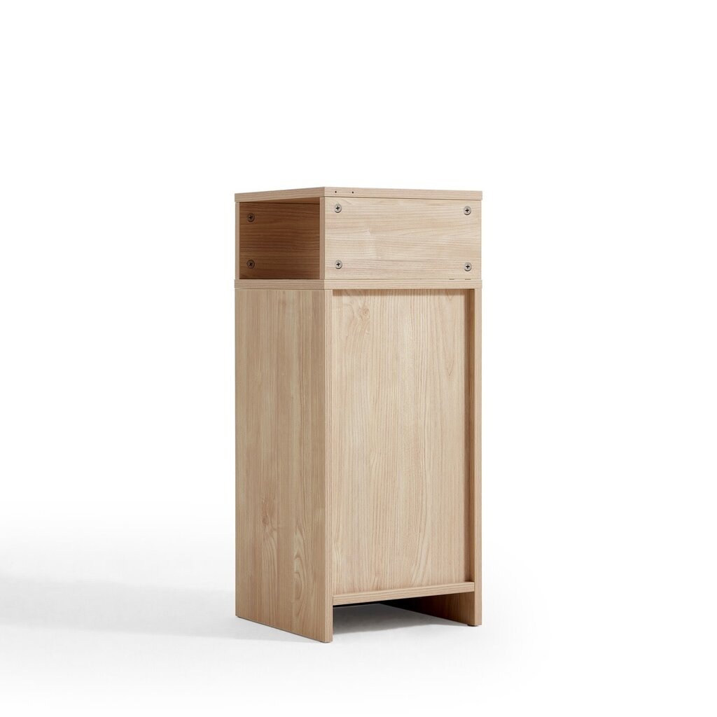 Table de chevet 3 tiroirs blanc et bois