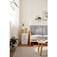 Table de chevet 3 tiroirs blanc et bois