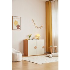 Petite armoire 1 porte blanc et bois