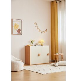 Petite armoire 1 porte blanc et bois