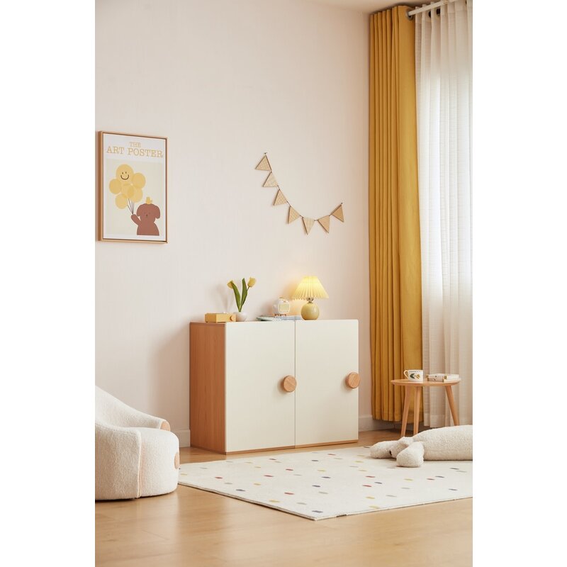 Petite armoire 1 porte blanc et bois